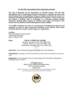 The ICS 300: Intermediate ICS for Expanding Incidents The City of