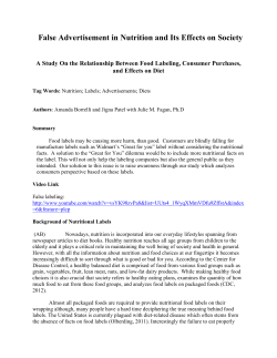 False Advertisement in Nutrition and Its Effects on Society