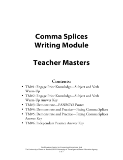 Comma Splices Writing Module Teacher Masters