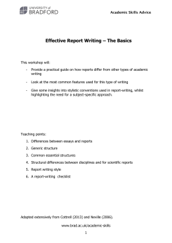 Effective Report Writing – The Basics