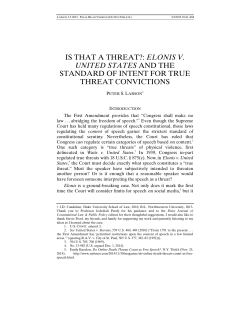 Is that a threat?: Elonis v. United States and the Standard of Intent for