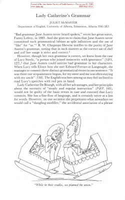 Lady Catherine`s Grammar