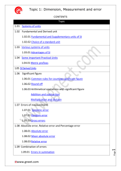 1.01 Systems of units 1.02 Fundamental and Derived unit