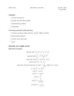 Review Sheet for Midterm 1
