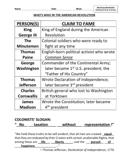 American Revolution Flashcard Facts