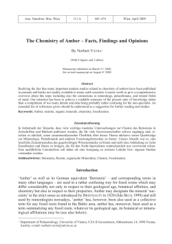 The Chemistry of Amber &ndash; Facts, Findings and Opinions