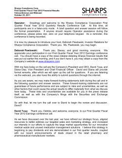 Operator: Greetings and welcome to the Sharps Compliance