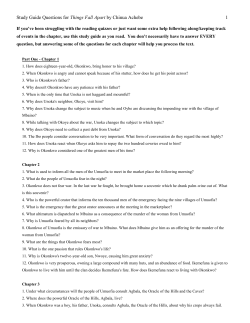 Study Guide Questions for Things Fall Apart by Chinua Achebe