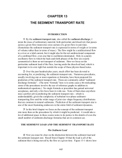 CHAPTER 13 THE SEDIMENT TRANSPORT RATE