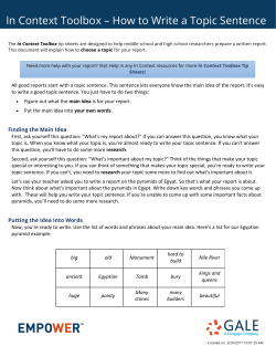 In Context Toolbox &ndash; How to Write a Topic Sentence