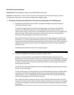 IAG Study Group Annual Report Study Group: Rural Geographers