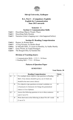 Shivaji University, Kolhapur B.A. Part I &ndash; (Compulsory English