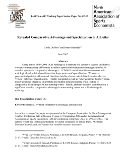 Revealed Comparative Advantage and Specialization in Athletics