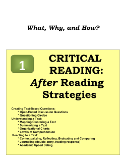 CRITICAL READING: After Reading Strategies