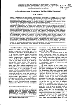 A Contribution to our Knowledge of the Mermithidae (Nematoda)