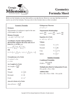 Geometry Milestone Formula Sheet