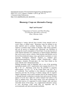 Bioenergy Crops an Alternative Energy