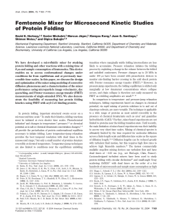 Femtomole Mixer for Microsecond Kinetic Studies of Protein Folding