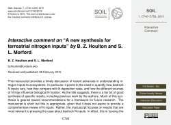 Interactive comment on &ldquo;A new synthesis for terrestrial