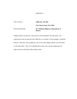 ABSTRACT Title of Thesis: ABIGAIL ADAMS - DRUM