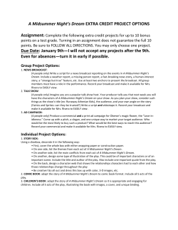 A Midsummer Night`s Dream EXTRA CREDIT PROJECT OPTIONS