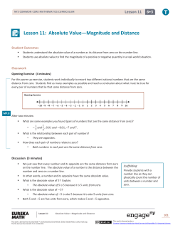 Lesson 11: Absolute Value&mdash;Magnitude and Distance