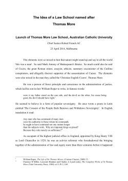 The Idea of a Law School named after Thomas More