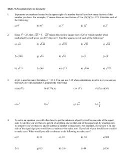 Math 11 Essentials Intro to Geometry 1. Exponents are numbers