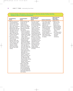 Sensory Needs&mdash;Stimulation of the Five Senses (Hearing, Seeing