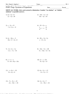 PERT Prep: Systems of Equations