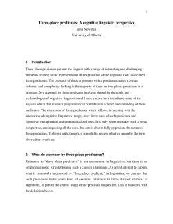 Three-place predicates: A cognitive linguistic perspective