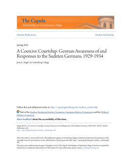 German Awareness of and Responses to the Sudeten Germans