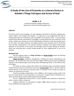 A Study of the Use of Proverbs as a Literary Device in Achebe`s