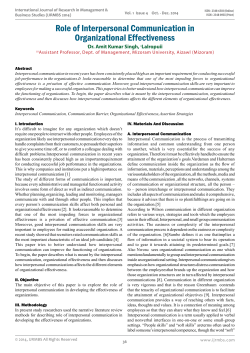 Role of Interpersonal Communication in Organizational Effectiveness