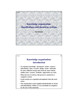 classifications and thesaurus
