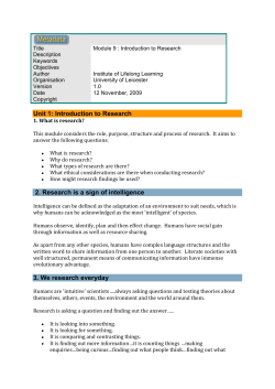 Unit 1: Introduction to Research 2. Research is a sign of intelligence
