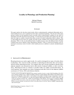 Locality in Phonology and Production Planning
