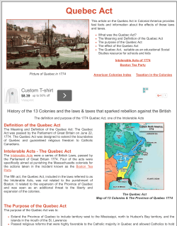 Quebec Act - CGMS Social Studies