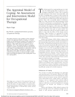 The Appraisal Model of Coping - American Journal of Occupational