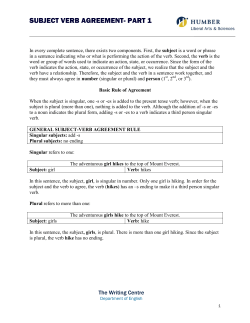 SUBJECT VERB AGREEMENT