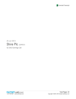 Shire Plc (SHPGY) - Shire: Investor Relations
