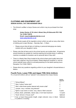 CLOTHING AND EQUIPMENT LIST Fourth Form, Lower Fifth and