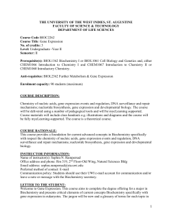 BIOC2262 - UWI St. Augustine - The University of the West Indies