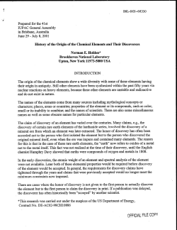 history of the origin of the chemical