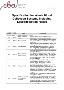 Specification for Whole Blood Collection Systems including