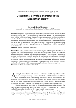 Desdemona, a twofold character in the Elizabethan society