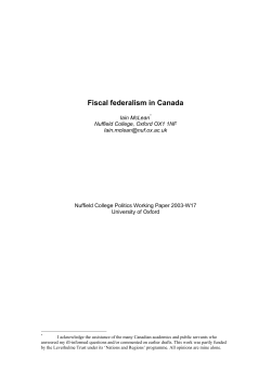 Fiscal federalism in Canada - Nuffield College