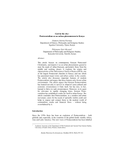 Pentecostalism as an urban phenomenon in Kenya