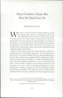 Davy Crockett is Dead, But How He Died Lives On