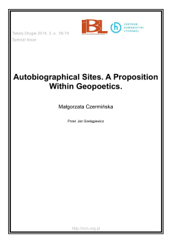Autobiographical Sites. A Proposition Within Geopoetics.